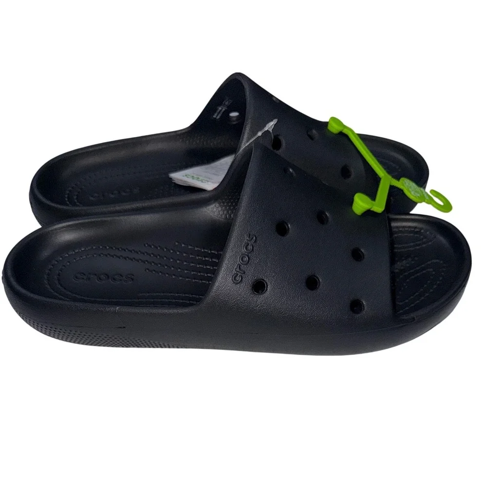 Crocs Classic Slide v2 Black Sandals Mens 8 Womens 10 209401-001